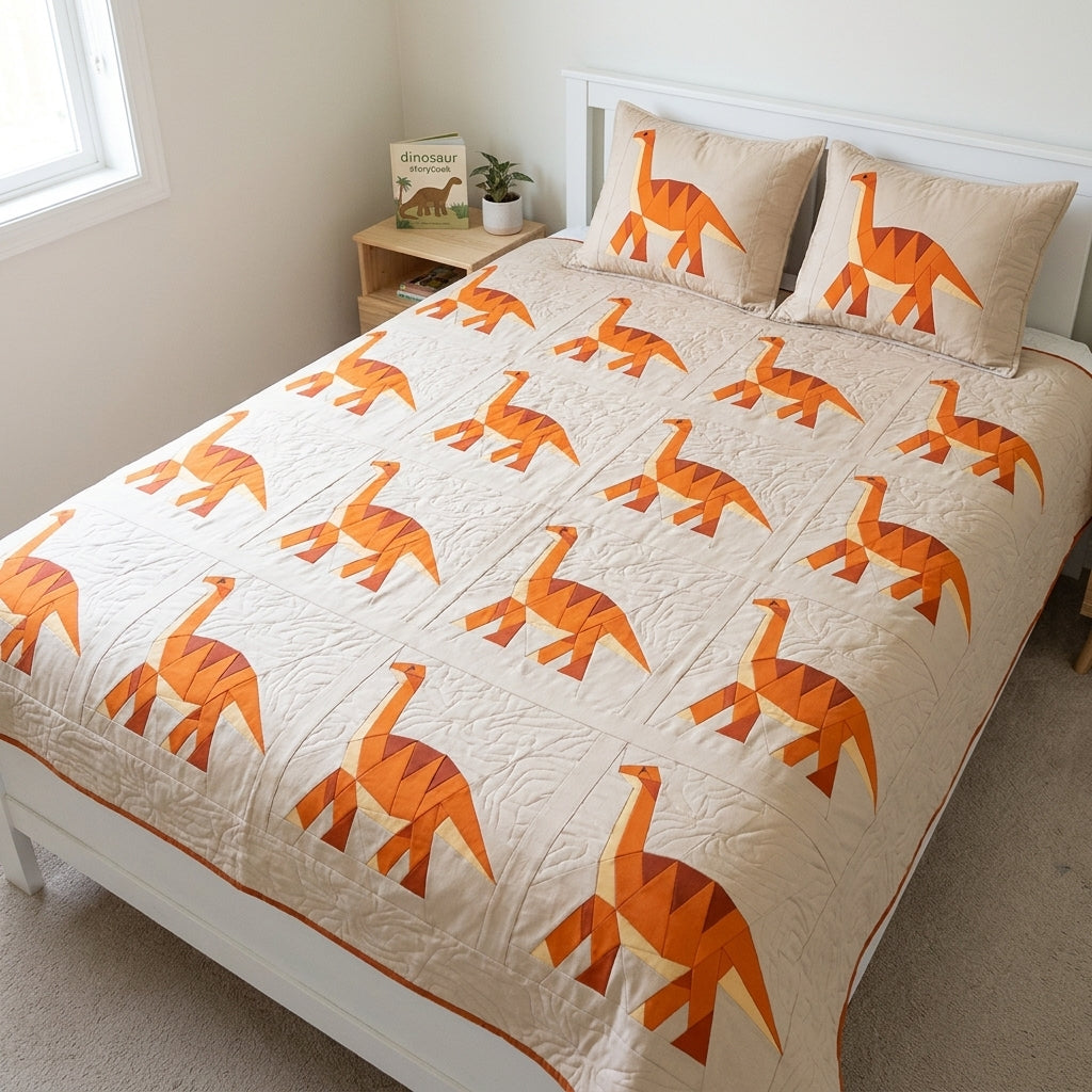 Brachiosaurus Quilt Block Pattern – Dinosaur Quilt Block - PDF Download | 4 Sizes Included