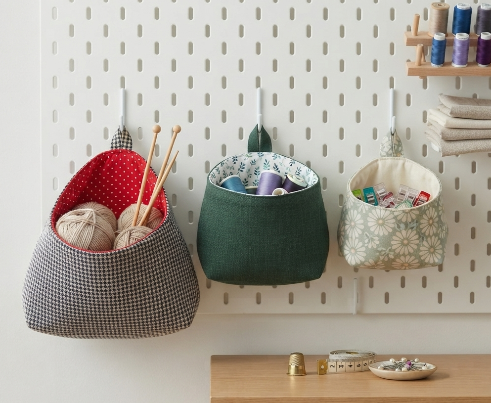 Fabric Bubble Basket Patterns/ 3 sizes L/M/S /PDF patterns, instruction and Video tutorial
