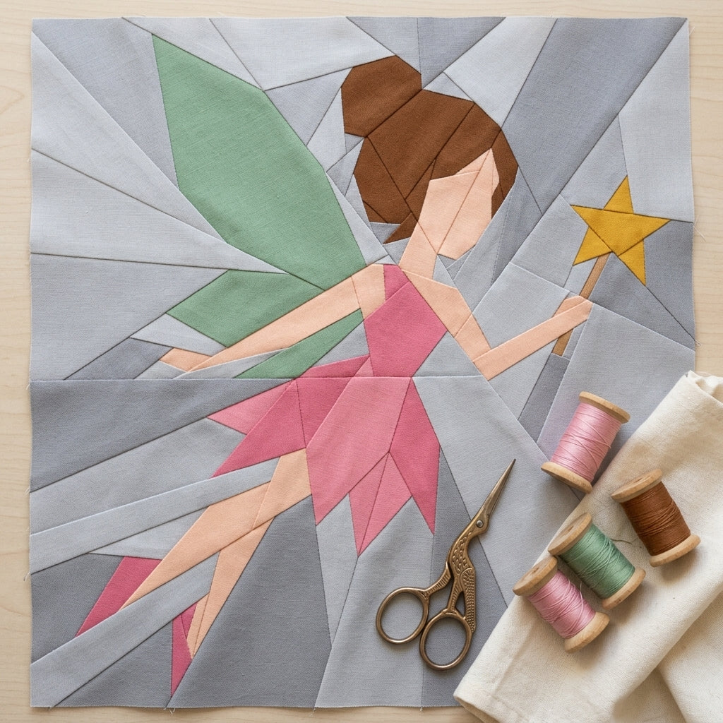 Fairy Foundation Paper Piecing Pattern | Fairy Quilt Block PDF | Fairytale FPP Pattern | Girls Nursery Quilt Decor | Instant Download