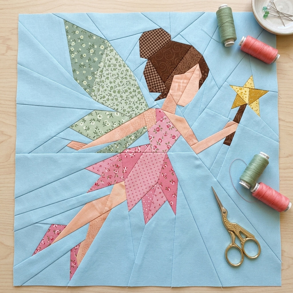 Fairy Foundation Paper Piecing Pattern | Fairy Quilt Block PDF | Fairytale FPP Pattern | Girls Nursery Quilt Decor | Instant Download