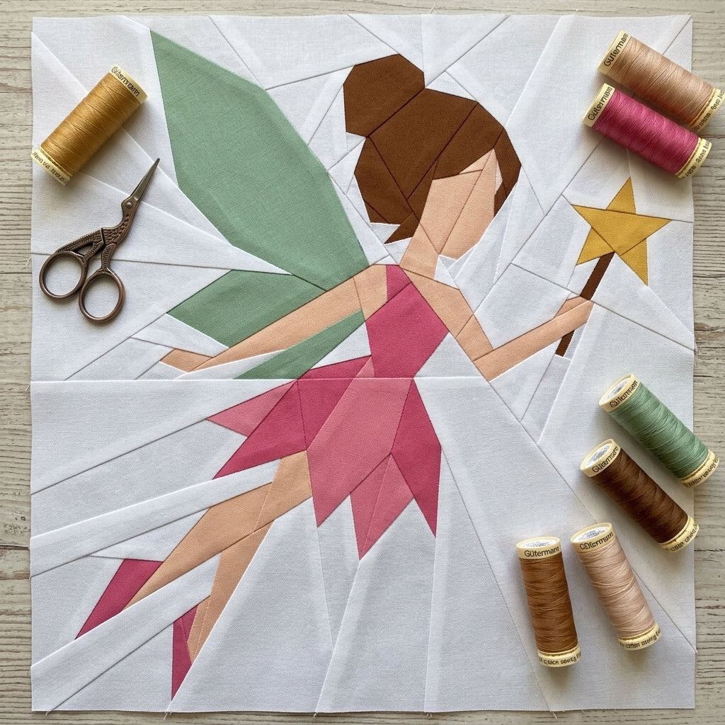 Fairy Foundation Paper Piecing Pattern | Fairy Quilt Block PDF | Fairytale FPP Pattern | Girls Nursery Quilt Decor | Instant Download