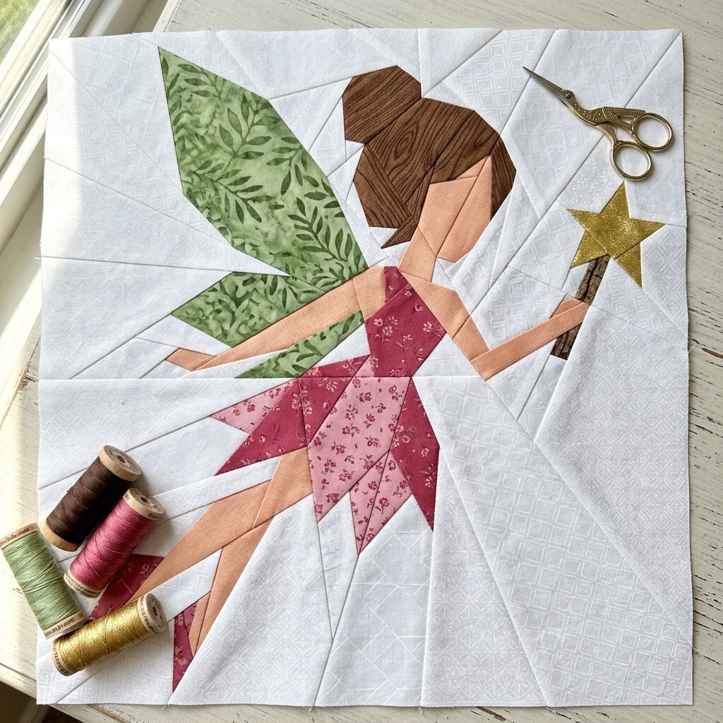 Fairy Foundation Paper Piecing Pattern | Fairy Quilt Block PDF | Fairytale FPP Pattern | Girls Nursery Quilt Decor | Instant Download