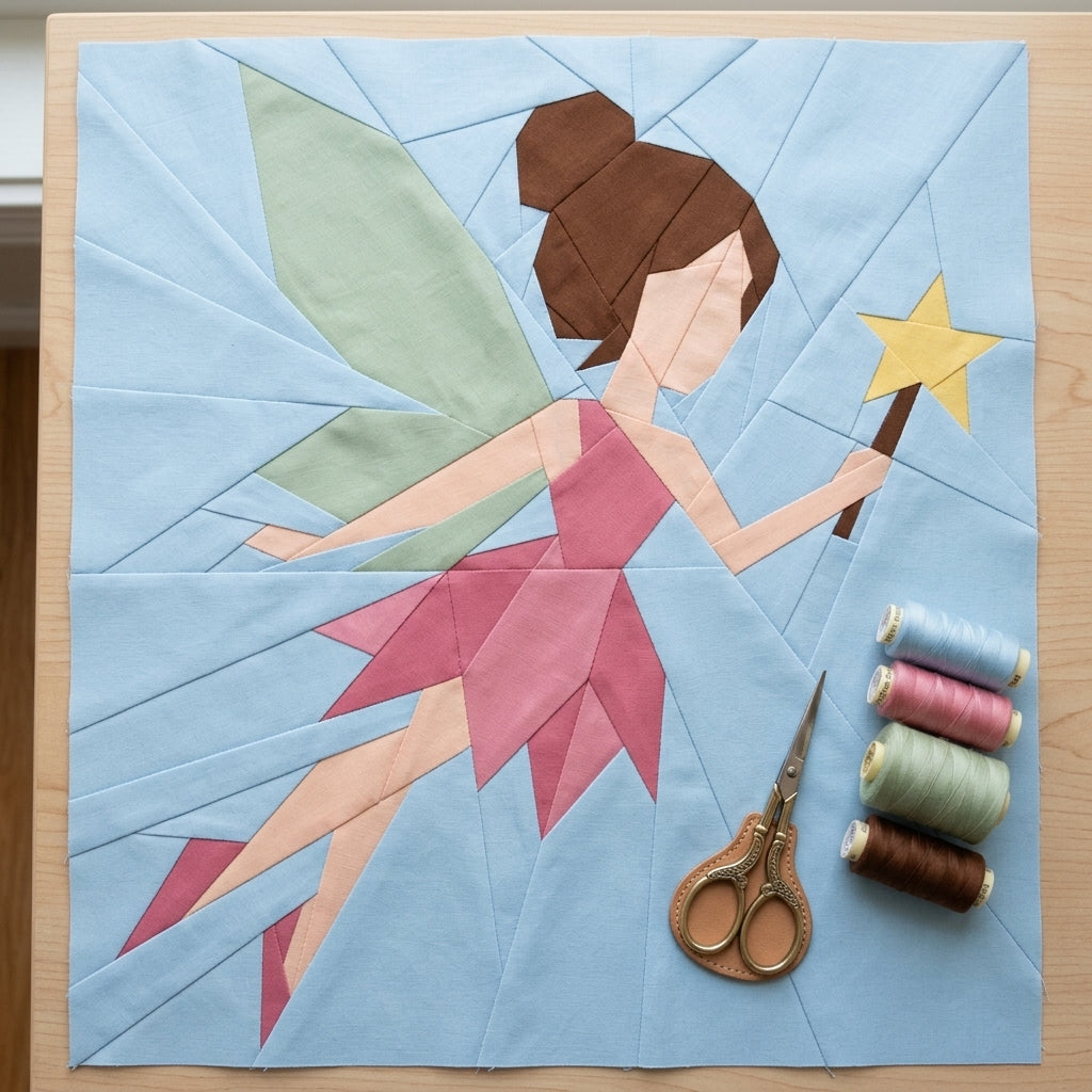 Fairy Foundation Paper Piecing Pattern | Fairy Quilt Block PDF | Fairytale FPP Pattern | Girls Nursery Quilt Decor | Instant Download