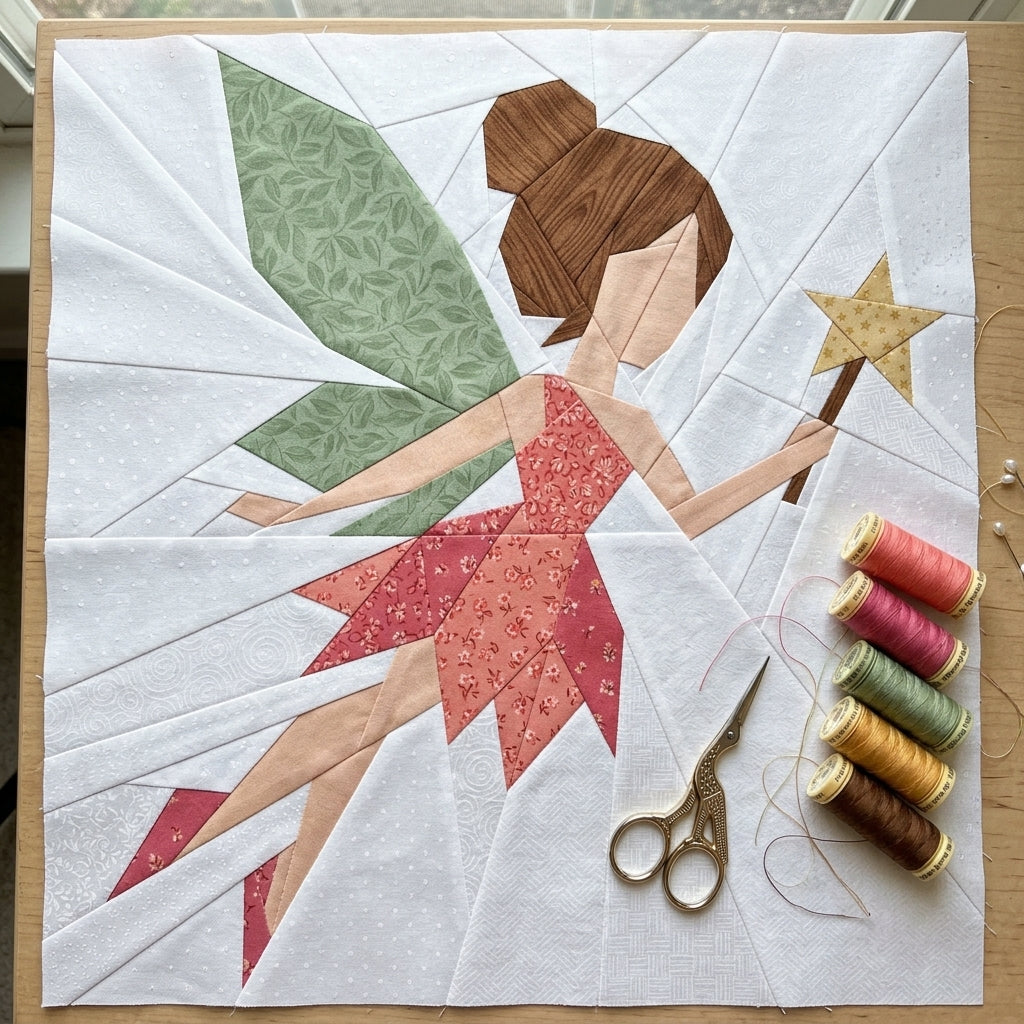 Fairy Foundation Paper Piecing Pattern | Fairy Quilt Block PDF | Fairytale FPP Pattern | Girls Nursery Quilt Decor | Instant Download