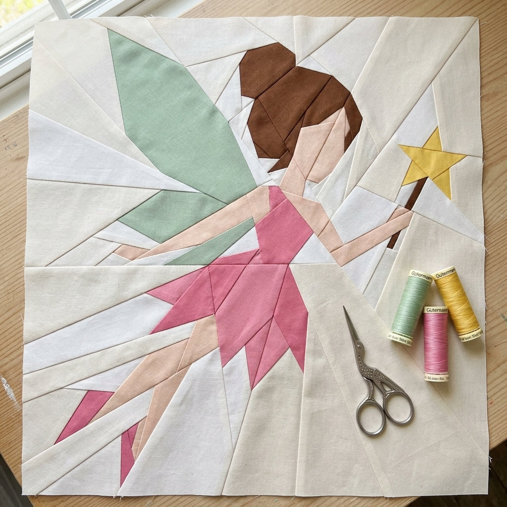 Fairy Foundation Paper Piecing Pattern | Fairy Quilt Block PDF | Fairytale FPP Pattern | Girls Nursery Quilt Decor | Instant Download