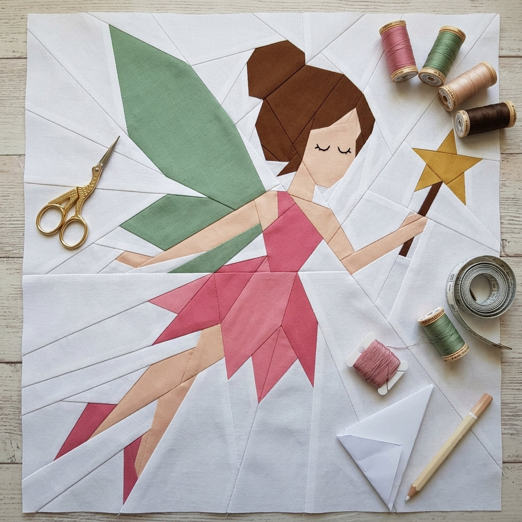 Fairy Foundation Paper Piecing Pattern | Fairy Quilt Block PDF | Fairytale FPP Pattern | Girls Nursery Quilt Decor | Instant Download