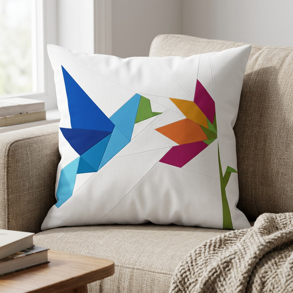 Flower and Bird  FPP Quilt Block Pattern / 4 Sizes Included – PDF Download