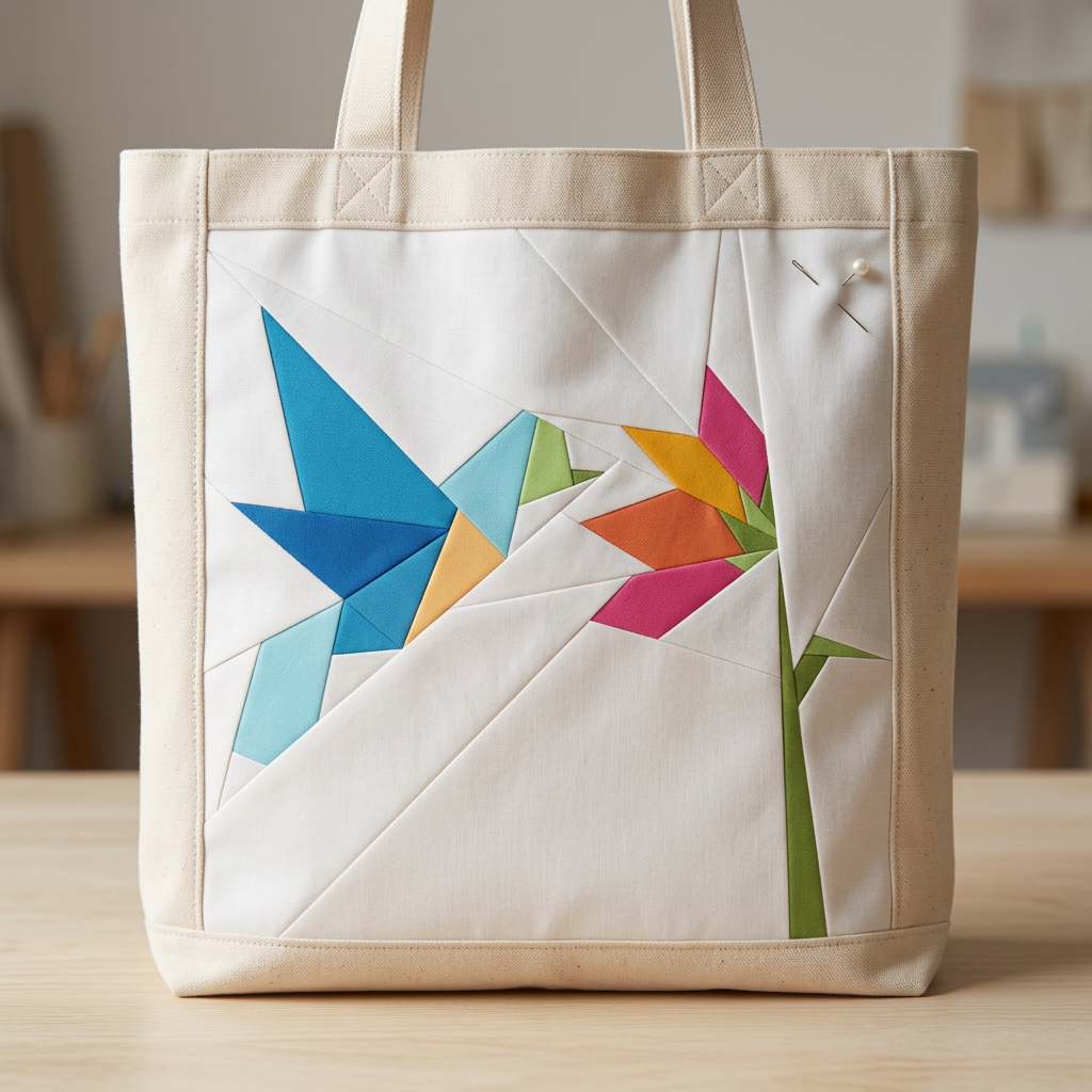 Flower and Bird  FPP Quilt Block Pattern / 4 Sizes Included – PDF Download