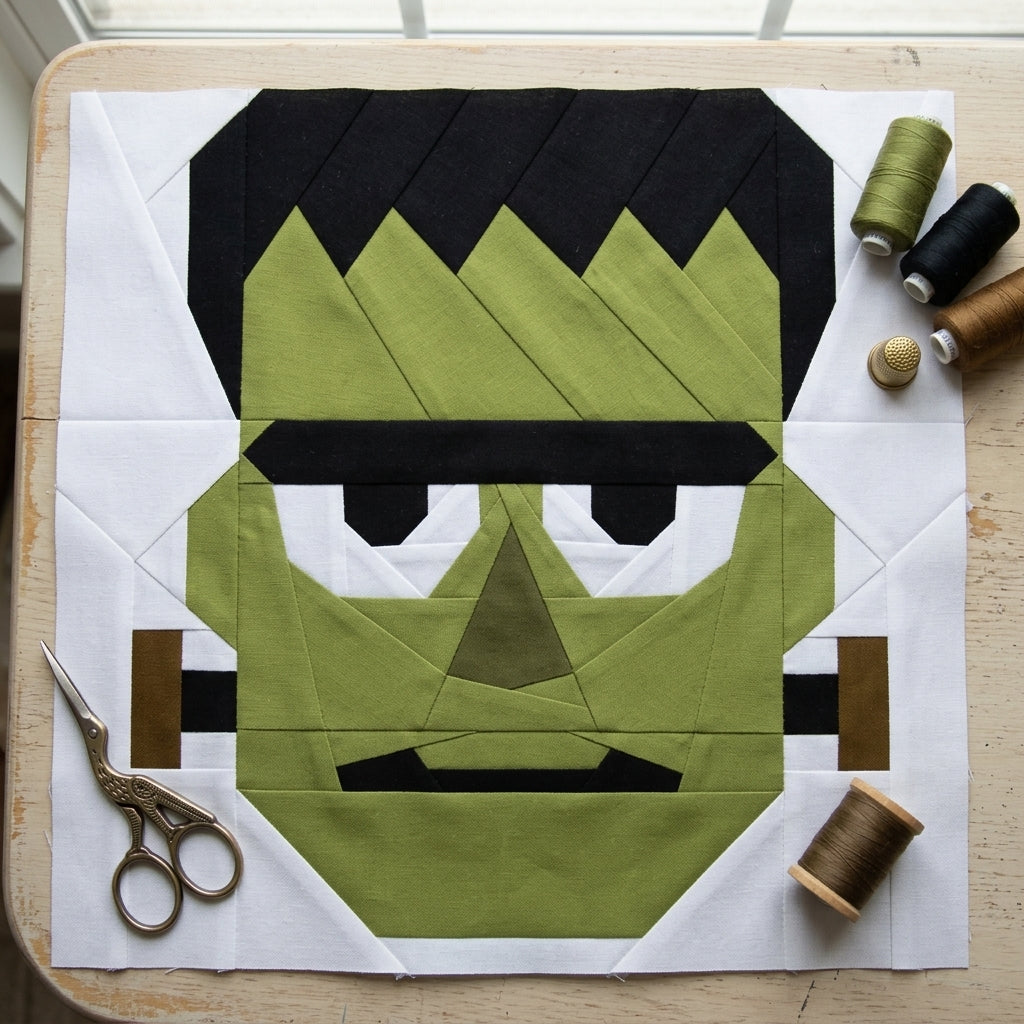 Frankenstein FPP Quilt Block Pattern – PDF Download | 4 Sizes Included