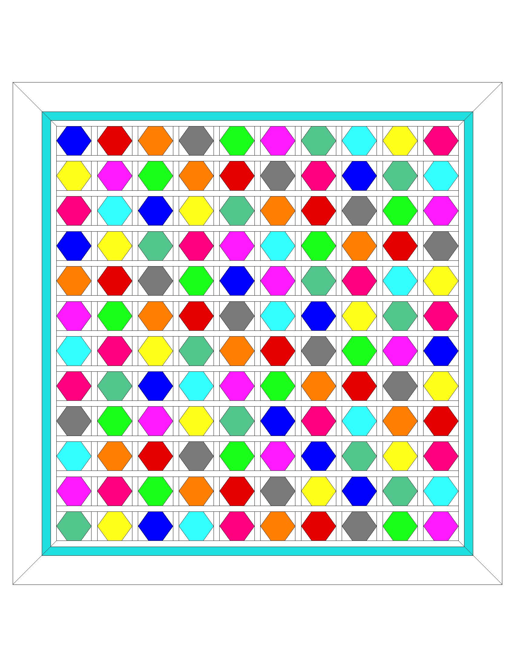 Hexagon Quilt/ Twin size Quilt Pattern