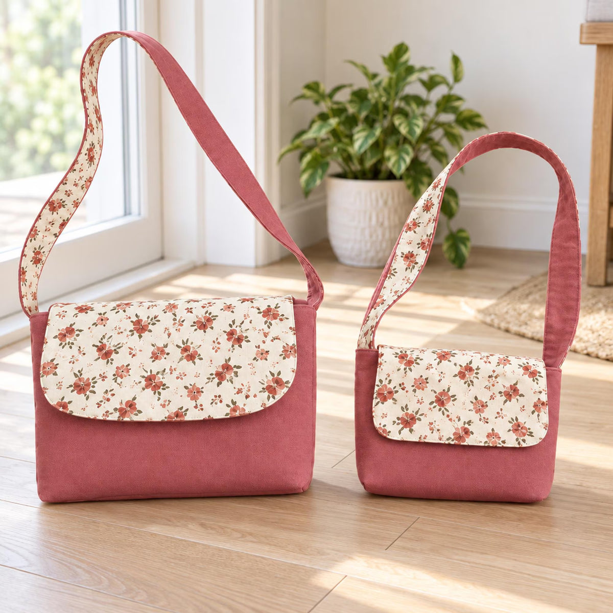 Messenger Bag Sewing Pattern PDF, Kids and Adult Crossbody Bag in 2 Sizes, School Satchel with Magnetic Flap, Video Tutorial