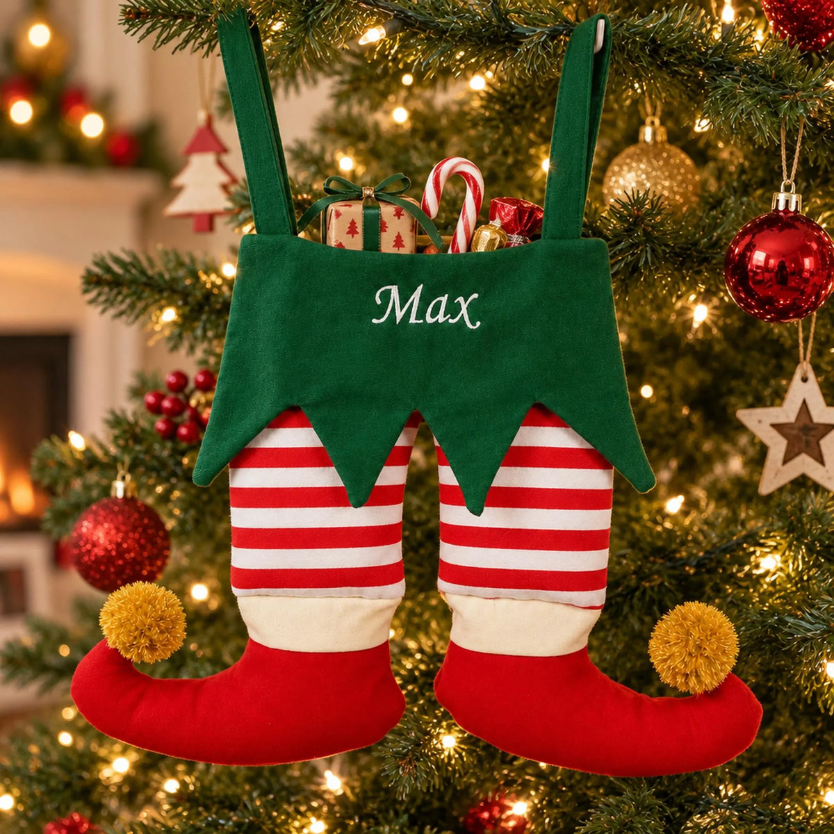 Christmas Stocking Sewing Pattern PDF, 4 Designs: Santa, Elf, Elf Pants & Dog or Cat Paw Stocking, Quilted or Plain, with Tutorial