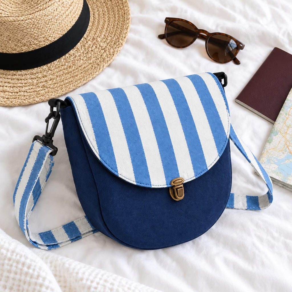 Saddle Bag Sewing Pattern PDF, Crossbody Purse Pattern with Flap and Push Lock, Adjustable Strap Shoulder Bag, Zipper Back Pocket