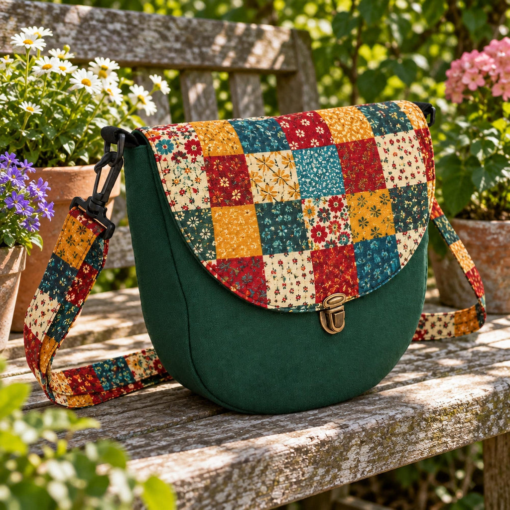 Saddle Bag Sewing Pattern PDF, Crossbody Purse Pattern with Flap and Push Lock, Adjustable Strap Shoulder Bag, Zipper Back Pocket