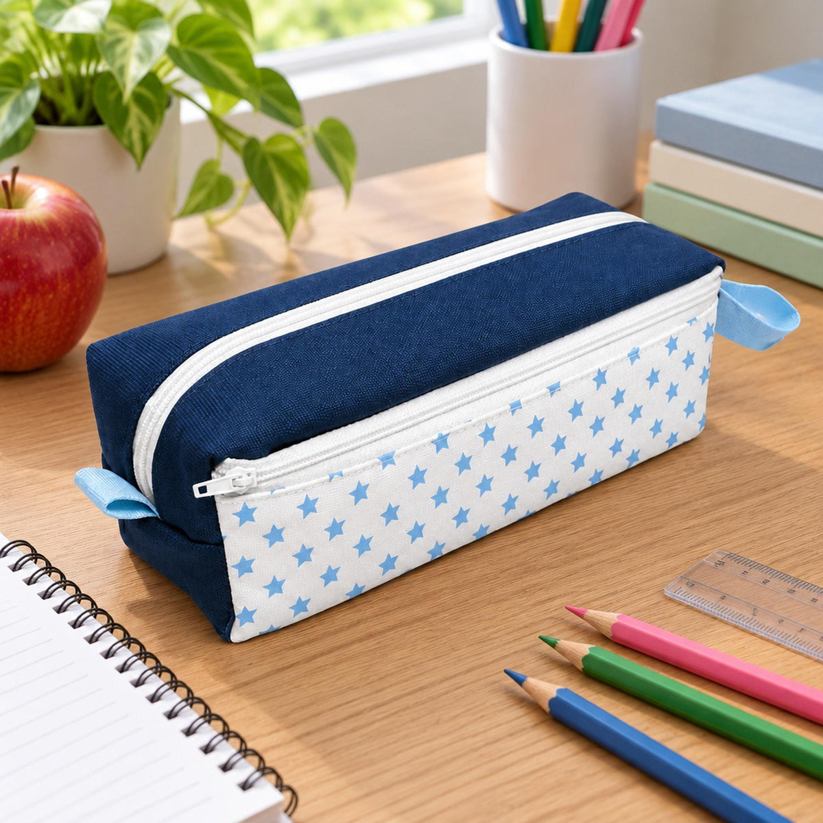 Boxy Zipper Pencil Case Sewing Pattern, Front Pocket Makeup Bag (PDF)