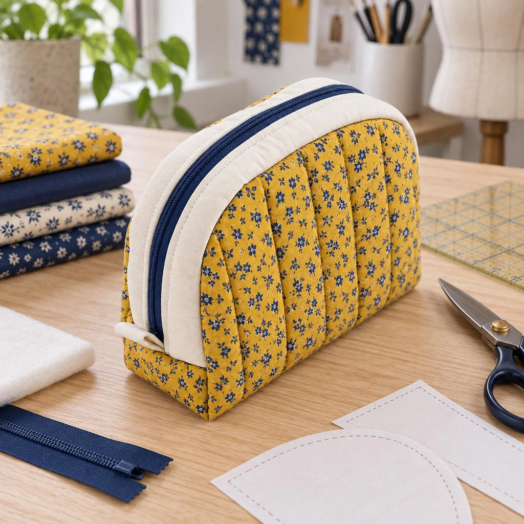 Makeup Bag Sewing Pattern PDF, Quilted Zipper Pouch in 3 Sizes S M L, Curved Cosmetic Bag and Travel Toiletry Pouch