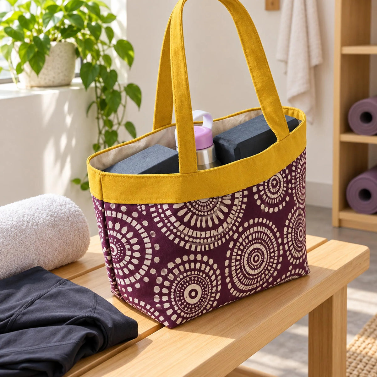 Yoga Mat Bag Sewing Pattern PDF, Yoga Tote Bag Pattern, Drawstring Mat Carrier with Pocket, Zipper Tote, Canvas Bag Set, Video Tutorial