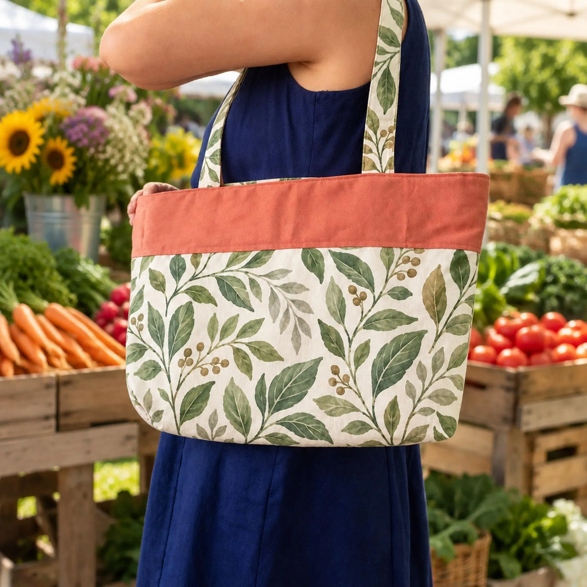 Zipper Tote Bag Sewing Pattern, Lined Canvas Shopping Bag (PDF)