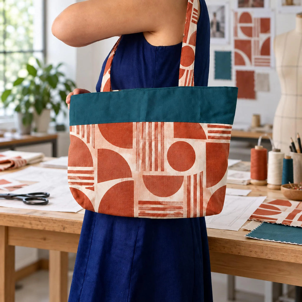 Zipper Tote Bag Sewing Pattern, Lined Canvas Shopping Bag (PDF)