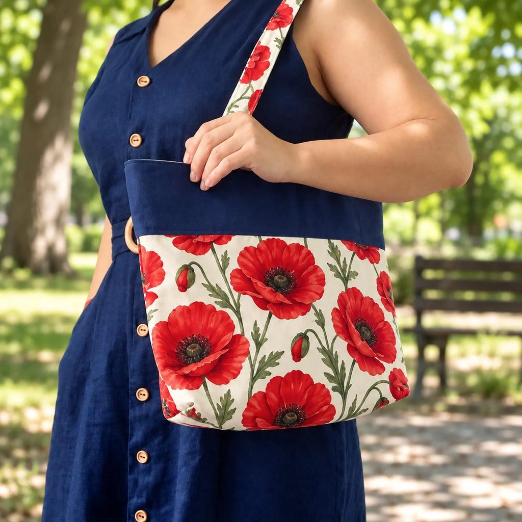 Zipper Tote Bag Sewing Pattern, Lined Canvas Shopping Bag (PDF)