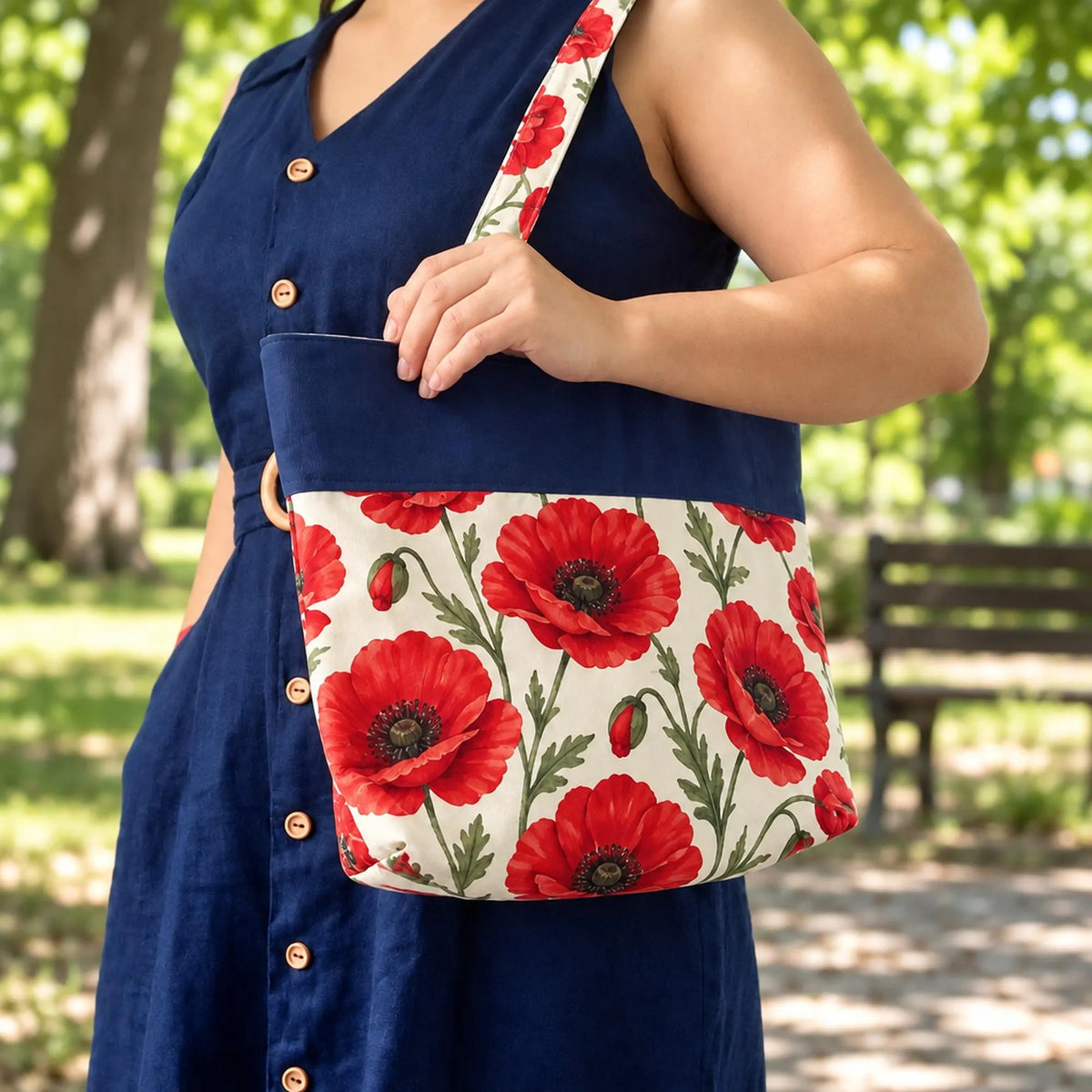 Zipper Tote Bag Sewing Pattern, Lined Canvas Shopping Bag (PDF)