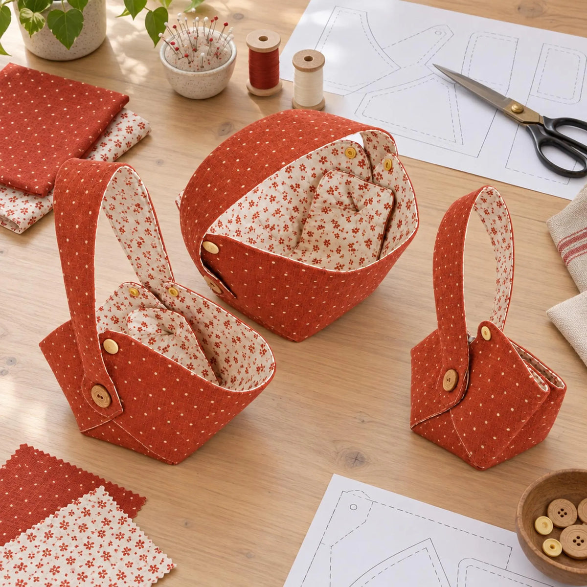 Convertible Fabric Basket Pattern/ 3 different sizes