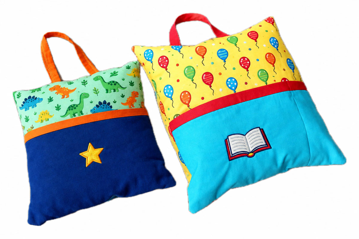 Reading Pillow Sewing Pattern PDF, Book Pocket Pillow Pattern 2 Sizes, Kids Pillow with Handle, Cushion Pattern & Video Tutorial