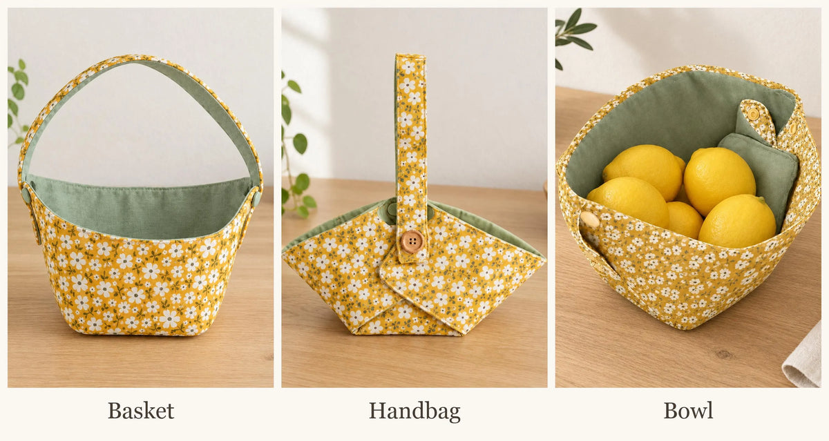 Convertible Fabric Basket Pattern/ 3 different sizes