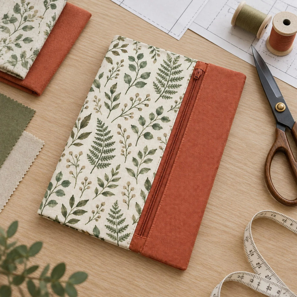 Notebook Cover Sewing Pattern PDF, A5 Journal Cover with Zipper Pocket, Fabric Book Cover, Bible & Planner Cover, Video Tutorial