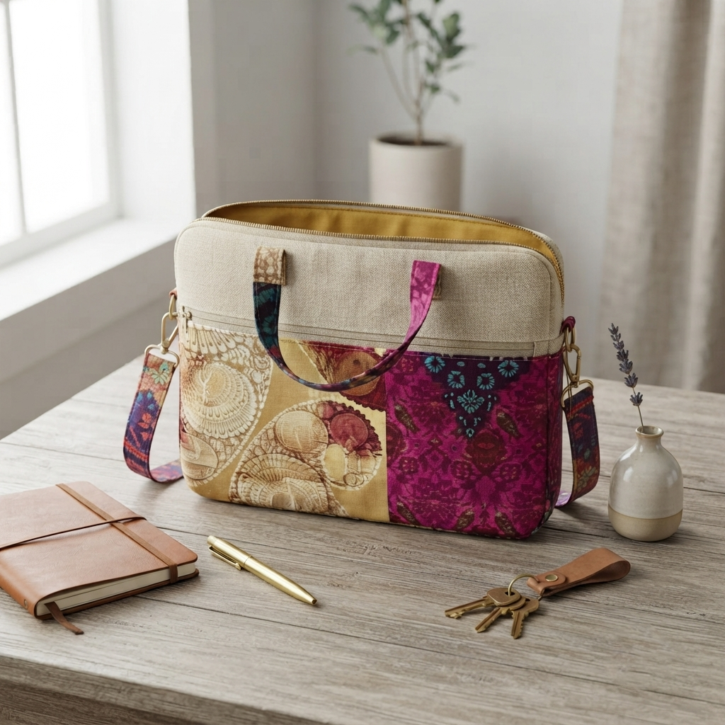 Laptop Bag Pattern/ 3 sizes, 11",13" and 15"/ with 6 pockets.