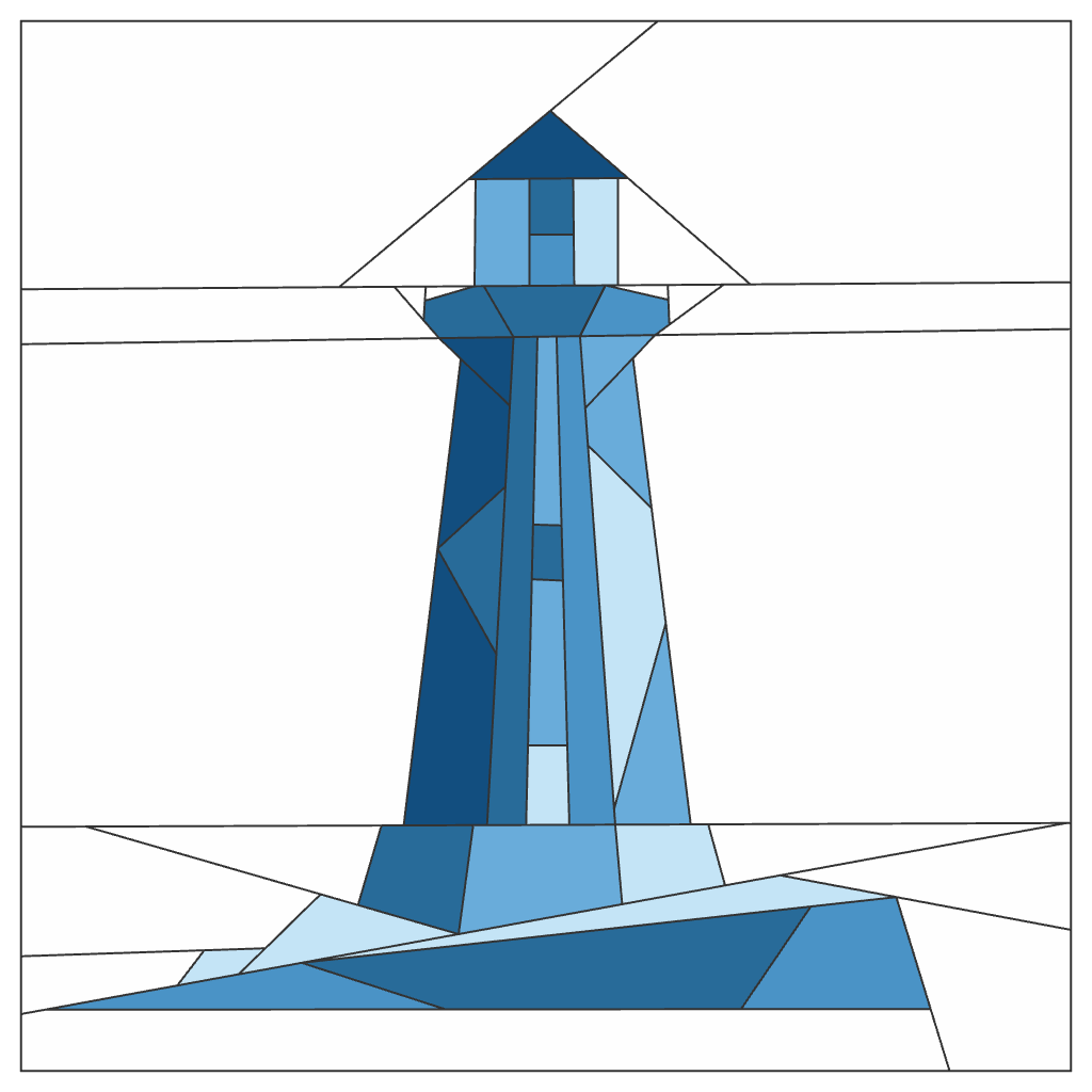 Lighthouse FPP Quilt Block Pattern – PDF Download | 4 Sizes Included