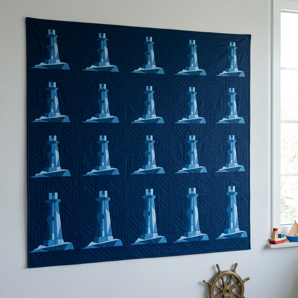 Lighthouse FPP Quilt Block Pattern – PDF Download | 4 Sizes Included