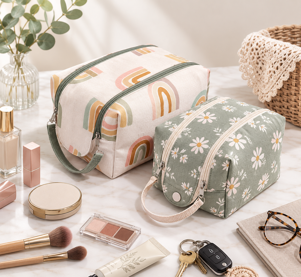 Double zip gear pouch pattern/ 2 sizes/ Makeup bag pattern