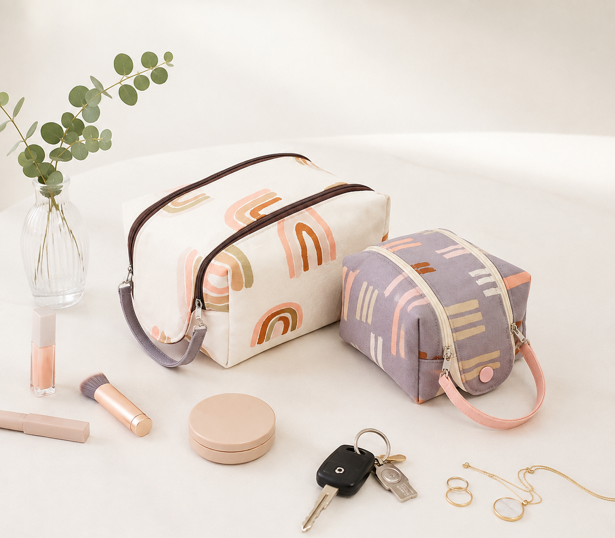 Double zip gear pouch pattern/ 2 sizes/ Makeup bag pattern