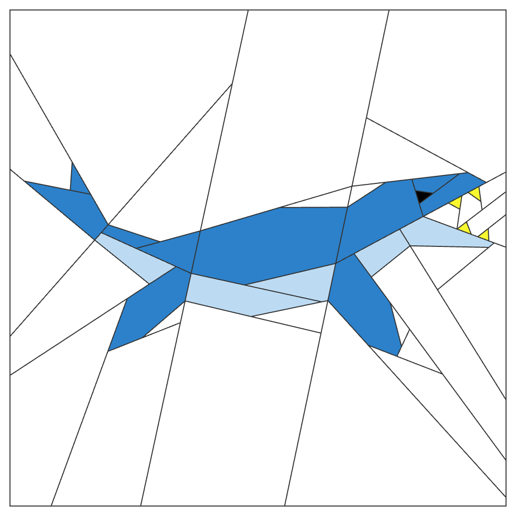 Mosasaurus Quilt Block Pattern – Dinosaur Quilt Block - PDF Download | 4 Sizes Included