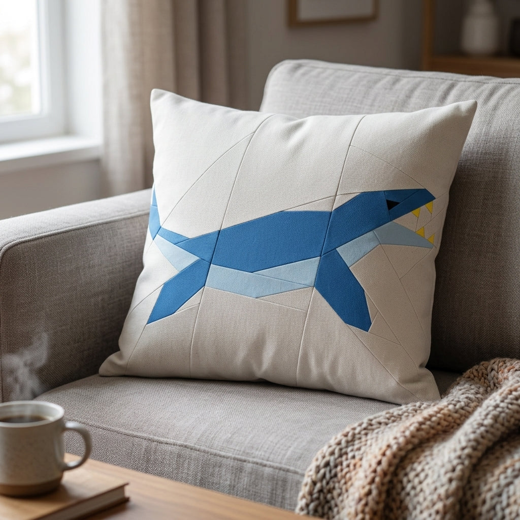 Mosasaurus Quilt Block Pattern – Dinosaur Quilt Block - PDF Download | 4 Sizes Included