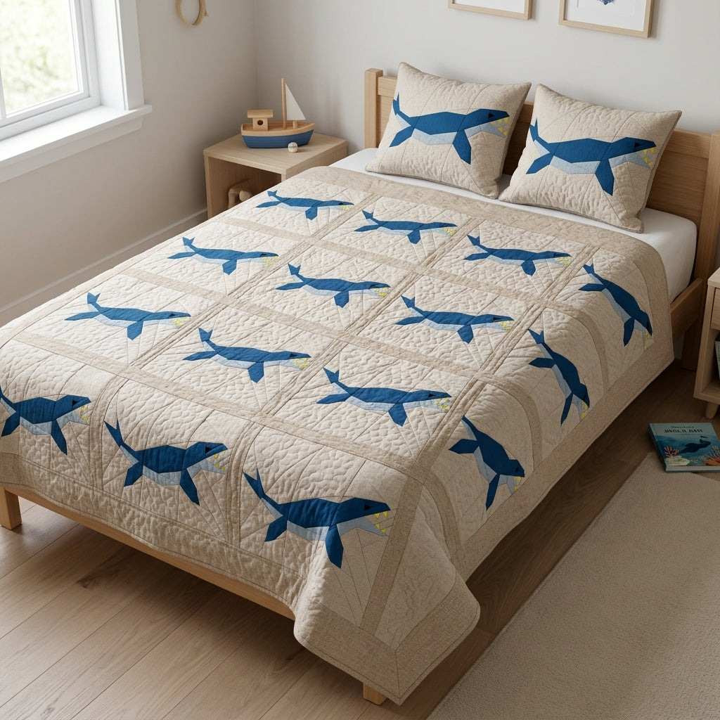 Mosasaurus Quilt Block Pattern – Dinosaur Quilt Block - PDF Download | 4 Sizes Included
