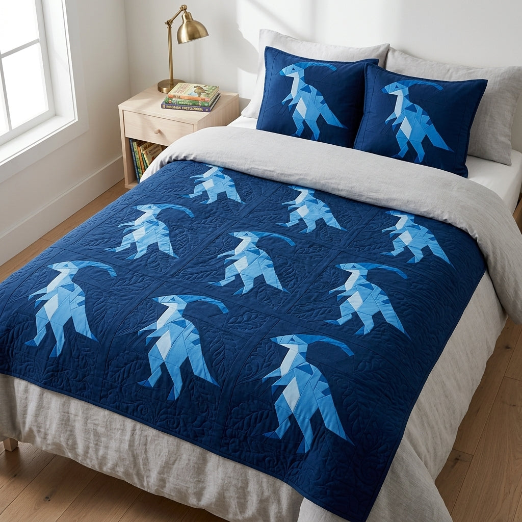 Parasaurolophus FPP Quilt Block Pattern – Dinosaur Quilt Block - PDF Download | 4 Sizes Included