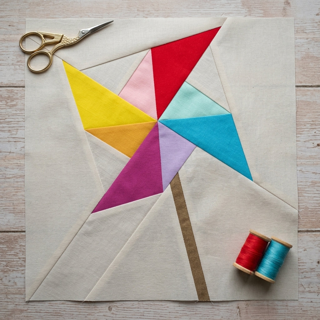 Pinwheel FPP Quilt Block Pattern – PDF Download | 6 Sizes Included