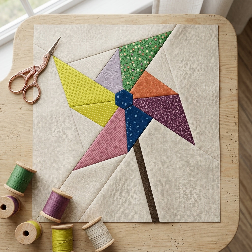 Pinwheel FPP Quilt Block Pattern – PDF Download | 6 Sizes Included
