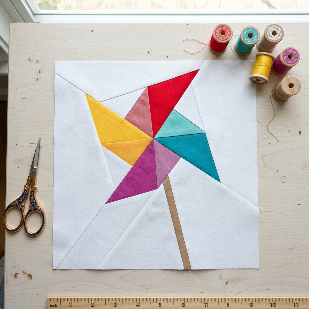 Pinwheel FPP Quilt Block Pattern – PDF Download | 6 Sizes Included