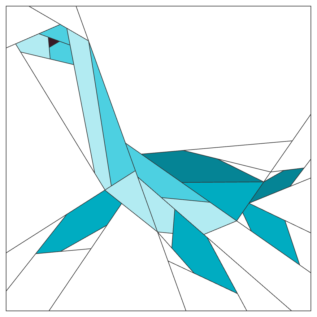 Plesiosaurus Quilt Block Pattern – Dinosaur Quilt Block - PDF Download | 4 Sizes Included