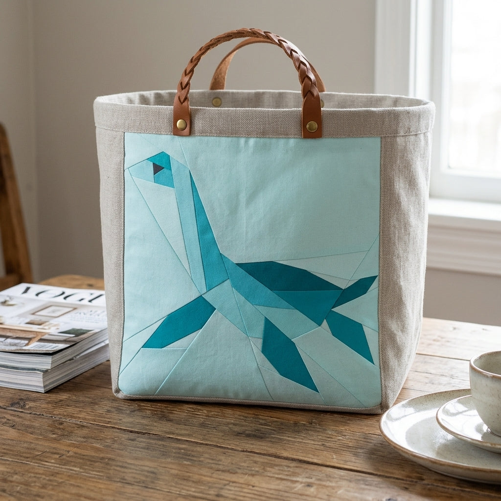 Plesiosaurus Quilt Block Pattern – Dinosaur Quilt Block - PDF Download | 4 Sizes Included
