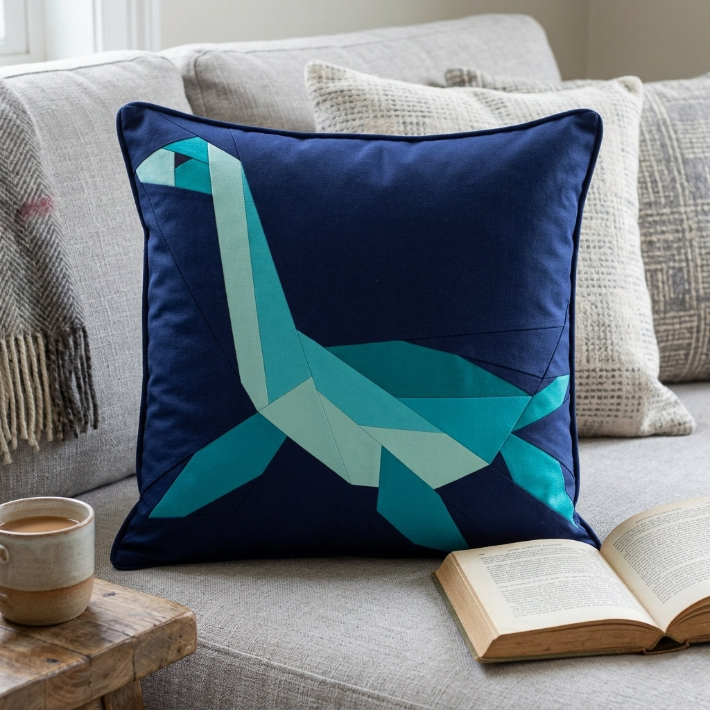Plesiosaurus Quilt Block Pattern – Dinosaur Quilt Block - PDF Download | 4 Sizes Included