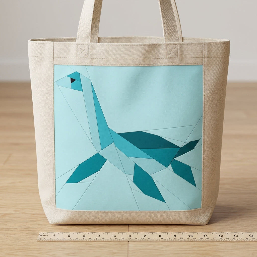 Plesiosaurus Quilt Block Pattern – Dinosaur Quilt Block - PDF Download | 4 Sizes Included