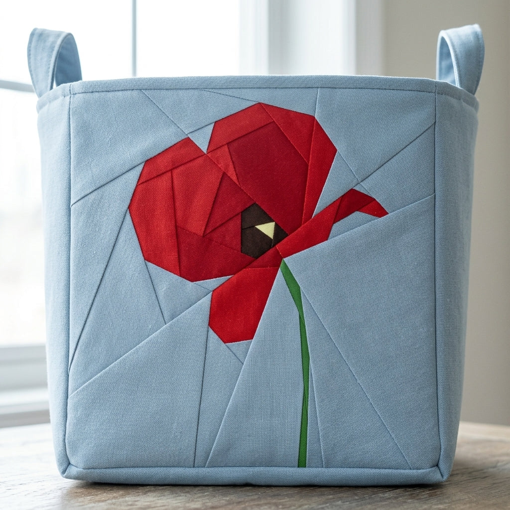 Poppy Flower FPP Quilt Block Pattern – PDF Download