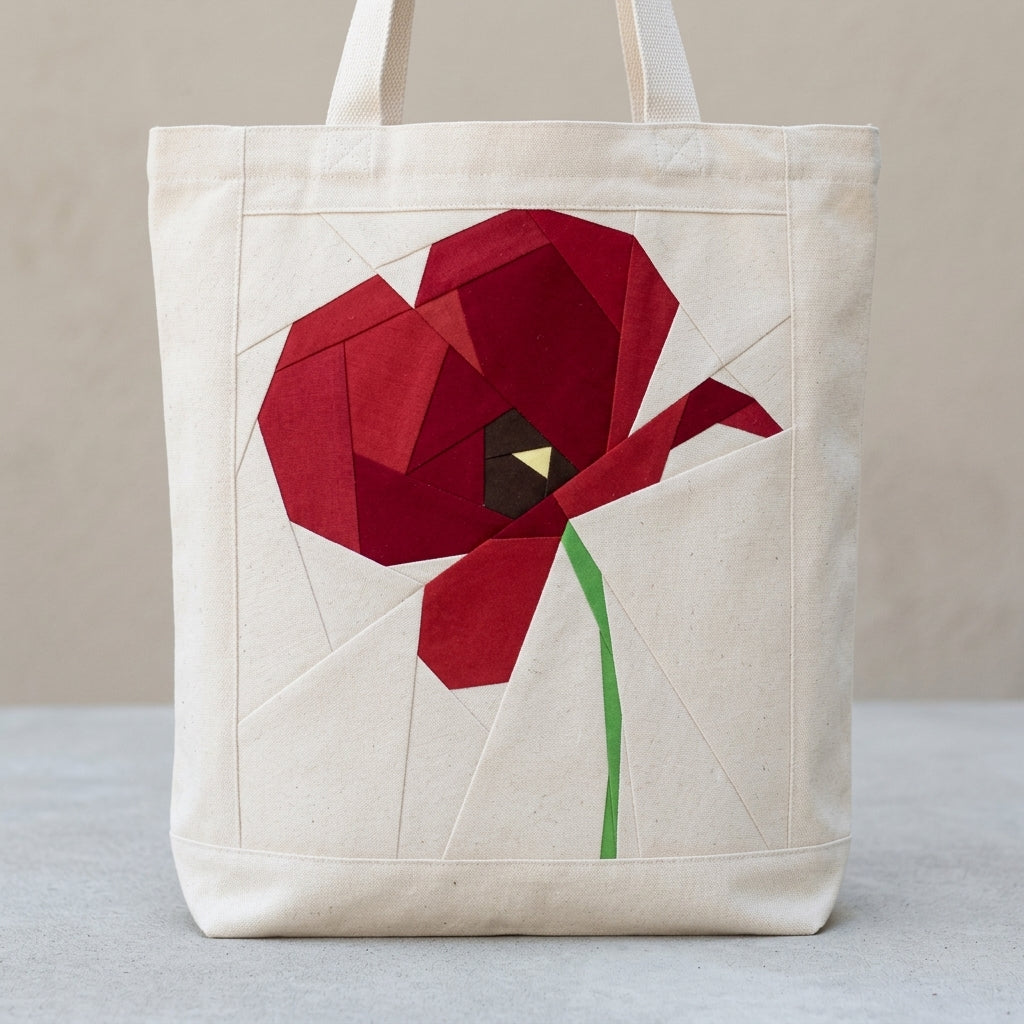 Poppy Flower FPP Quilt Block Pattern – PDF Download