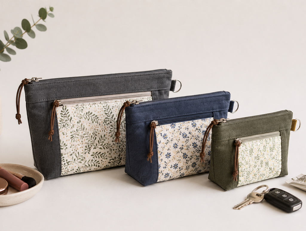 Double Zipper Pouch Pattern/3 Sizes with tutorial
