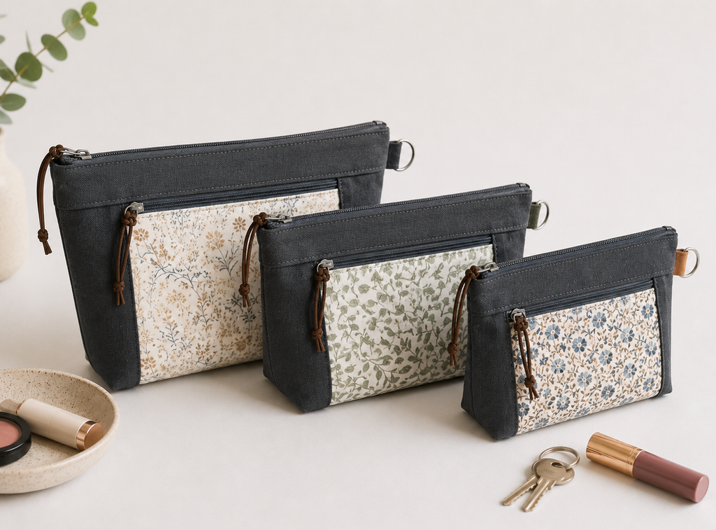 Double Zipper Pouch Pattern/3 Sizes with tutorial