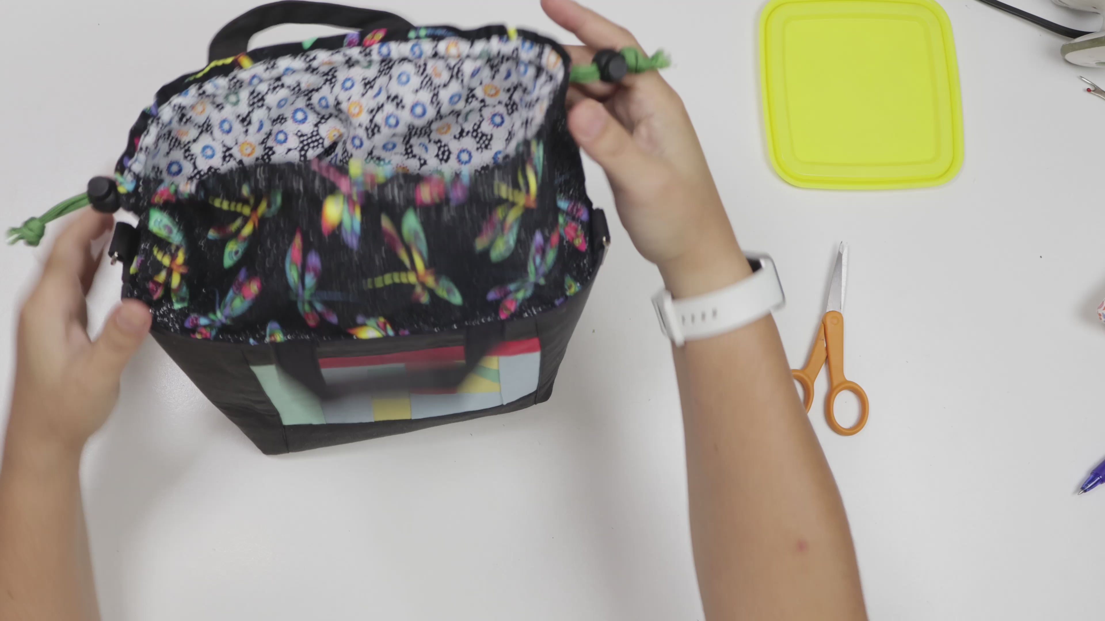 Drawstring Handbag PDF Pattern / 2 sizes with video tutorial